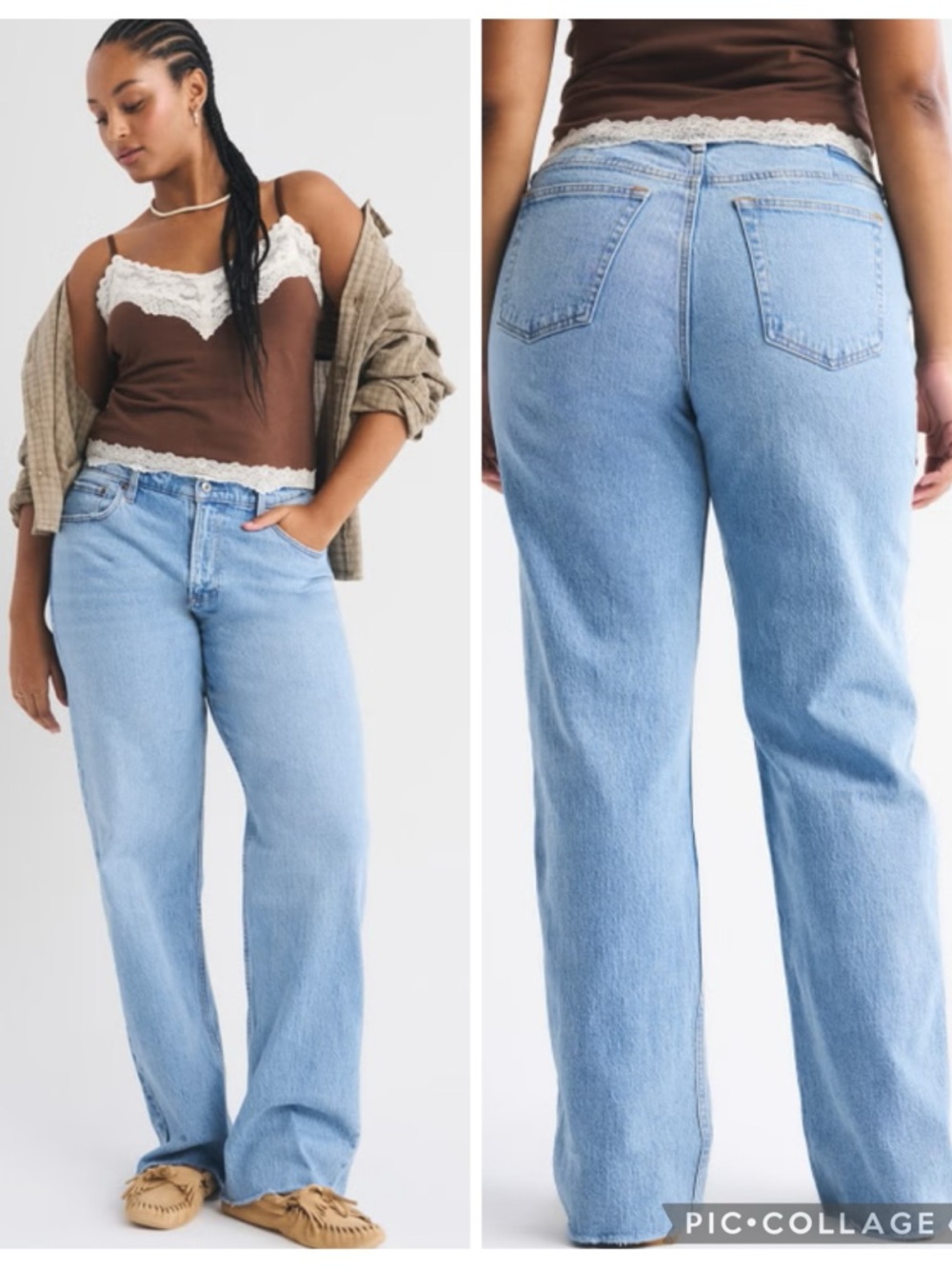 EUC Abercrombie & Fitch Curve Love Medium Wash Raw Hem Low Rise Baggy Jean